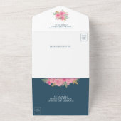 Dusty Blue Pink Floral White Pumpkin Weddenschap All In One Uitnodiging (Buitenkant)