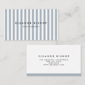 Dusty Blue Pinstripes Patroon Modern Visitekaartje (Voorkant / Achterkant)