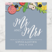 Dusty Blue PIZZA Modern Minimal Chic Wedding Wijn Etiket (Enkel label)