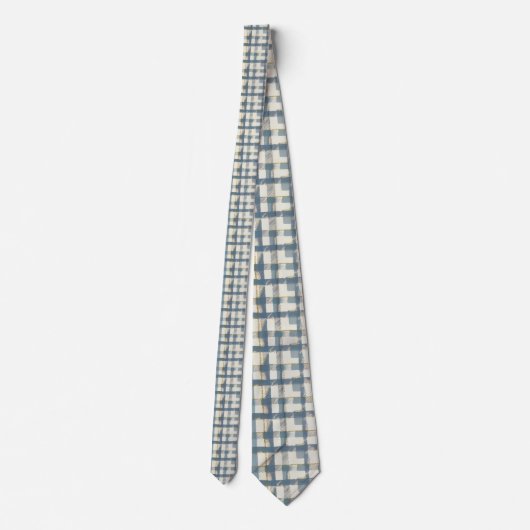 Dusty Blue Plaid Pattern Necktie Tie Stropdas (Achterkant)