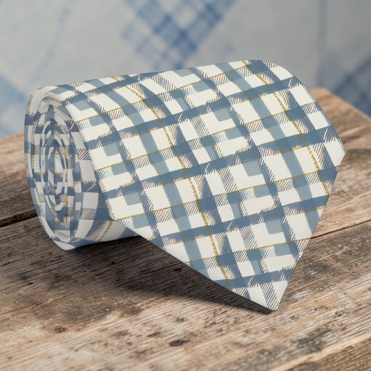 Dusty Blue Plaid Pattern Necktie Tie Stropdas