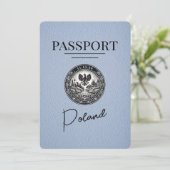 Dusty Blue Poland Passport Bewaar de datum Save The Date (Staand voorkant)