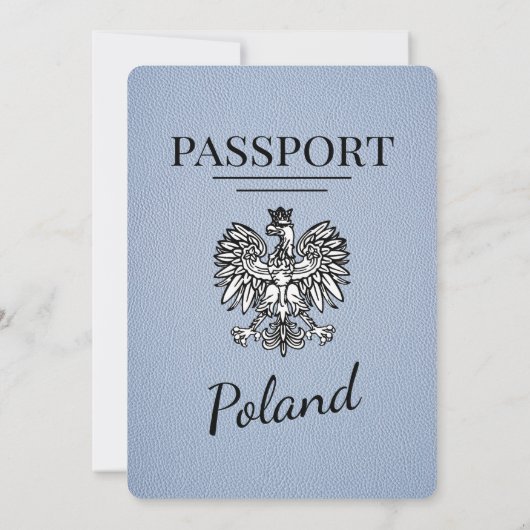 Dusty Blue Pologne Passeport Faire-part de mariage (Dos)