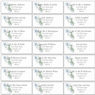 Dusty Blue Poppies Guest Name Adresetiketten Sticker