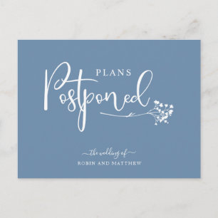 Dusty Blue Postponement Wedding Announement Briefkaart