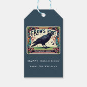 Dusty Blue Potion Halloween Black Crow Gift Label Cadeaulabel (Voorkant)