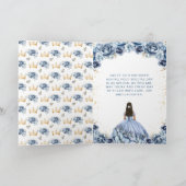 Dusty Blue Princess Floral Happy Birthday Kaart (Binnen)