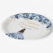 Dusty Blue Princess Floral Quinceañera Papieren Bordje (Gekanteld)