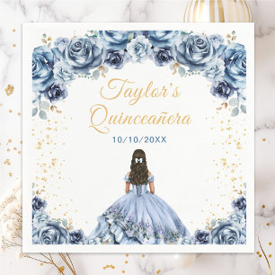 Dusty Blue Princess Floral Quinceañera Servet