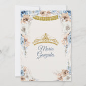 Dusty Blue Princess Mis Quince Invitation Annivers (Dos)