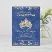 Dusty Blue Princess Quinceañera Invitation (Debout devant)
