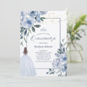 Dusty Blue Princess Quinceañera Invitation (Debout devant)