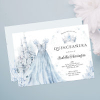 Dusty Blue Princess Winter Quinceanera Invitation