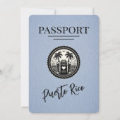 Dusty Blue Puerto Rico Passport Save The Date (Voorkant)