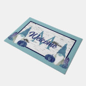 Dusty Blue Pumpkin Gnomes Aspen Rustic Deurmat (Schuin)