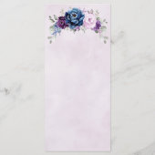 Dusty Blue Purple Navy Lilac Blooms Menu Mariage (Dos)