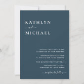 Dusty Blue QR Code All in One Modern Chic Wedding Kaart (Voorkant)