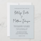 Dusty Blue QR Code All in One Modern Weddenschap Kaart (Voorkant)