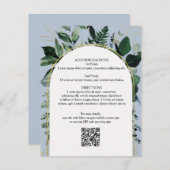 Dusty Blue QR code Carte de détails du mariage bot (Devant / Derrière)