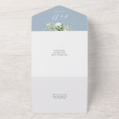 Dusty Blue QR Code Gold Arch Greenery Wedding All In One Uitnodiging (Buitenkant)