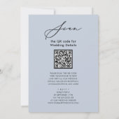 Dusty Blue QR-code in één legant bruiloft Kaart (Achterkant)