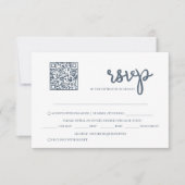 Dusty Blue QR Code Mariage carte RSVP (Devant)