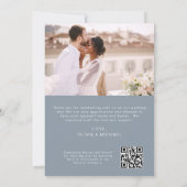Dusty Blue QR Code Mariage Merci photo (Dos)