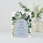 Dusty Blue, QR-code modern botanisch behalve de da Aankondigingskaart (Staand voorkant)