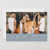 Dusty Blue QR Code Modern Save the Date Elegant (Voorkant)