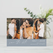 Dusty Blue QR Code Modern Save the Date Elegant (Staand voorkant)