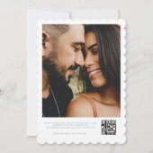Dusty Blue QR Code Photo B&W Faire-part de mariage (Dos)
