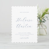 Dusty Blue QR Code Photo B&W Faire-part de mariage (Debout devant)
