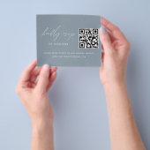 Dusty Blue QR Code RSVP Foto bruiloft website Flyer (Hand)