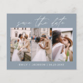 Dusty Blue QR Code - Sla de datum op 3 Foto Flyer (Voorkant)