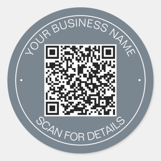 Dusty Blue QR Code Smart Contact Ronde Sticker (Voorkant)