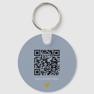 Dusty blue QR Code Wedding Save the date Sleutelha Sleutelhanger