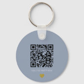 Dusty blue QR Code Wedding Save the date Sleutelha Sleutelhanger (Achterkant)