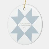 Dusty Blue Quilt Star Mijn Eerste Kerstmis Keramisch Ornament (Links)