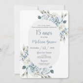 Dusty Blue Quinceañera Kaart (Voorkant)