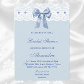 Dusty Blue Regency Bow Pearl Lace Vrijgezellenfees Kaart