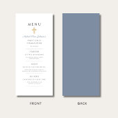 Dusty Blue Religious Cross Boy First Communion Menu