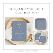 Dusty Blue Religious Cross Boy First Community Cadeaulabel