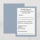 Dusty Blue Response-Kaart RSVP Kaartje (Voorkant / Achterkant)