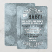Dusty Blue Retro Art Deco Style Baby shower Kaart (Voorkant / Achterkant)