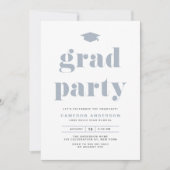 Dusty Blue Retro Bold Typography Afstudeerfeest Kaart (Voorkant)