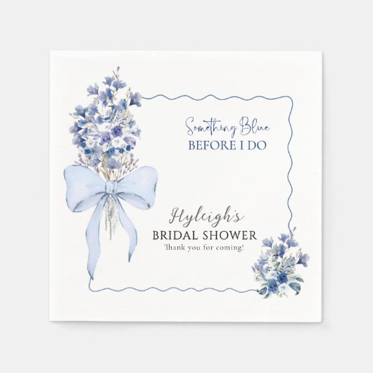 Dusty Blue Ribbon Bow Calla Lily Elegant Party Servet (Voorkant)