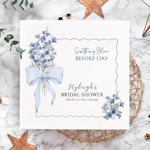 Dusty Blue Ribbon Bow Calla Lily Elegant Party Servet