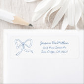 Dusty Blue Ribbon Coquette Bow Étiquette de adress (En situation)