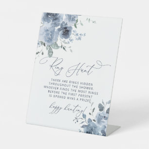Dusty Blue Ring Hunt Vrijgezellenfeest Game Reclamebord Met Voetstuk