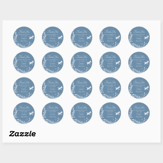 Dusty Blue Rocking Horse Baby shower Bedankt Ronde Sticker (Vel)